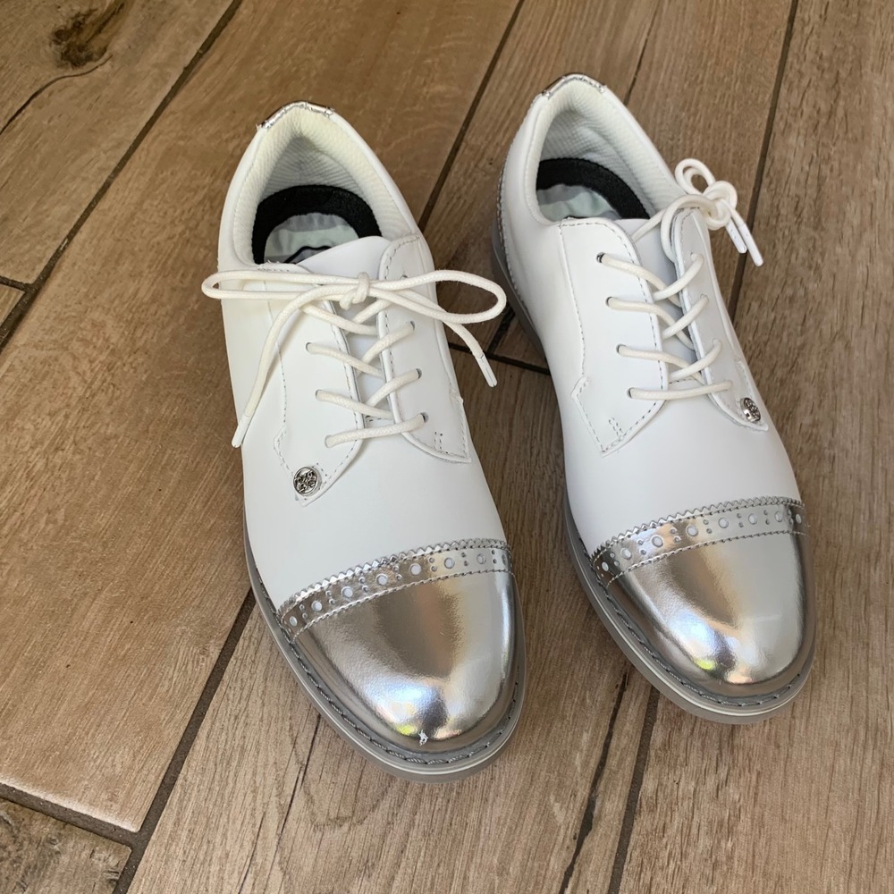 G/FORE White and Silver Athletic Golf Shoes